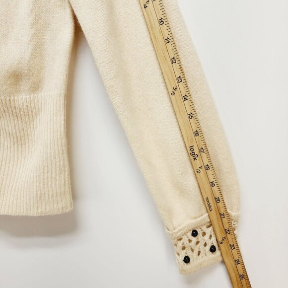 Anthropologie sleeping on snow cream colored marble beads cardigan sweater SZ S - Picture 11 of 11